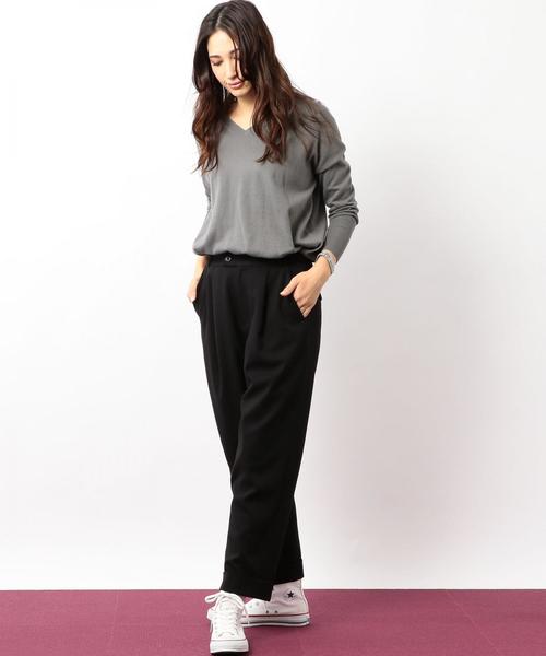 green label relaxing(グリーンレーベルリラクシング)の「CB クロップド ワイド テーパードパンツ ◆(その他パンツ・レディース・ブラック/ダークグリーン/オフホワイト・38/36)」の13枚目の写真