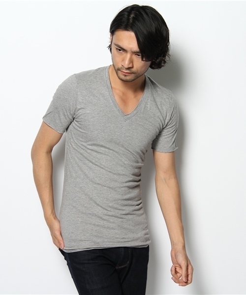 wjk（ダヴルジェイケイ）の「2P/V-NECK/SS（Tシャツ/カットソー・メンズ・オレンジ/ターコイズブルー/ライトアッシュグレー/ブラック/ピンク/グレー/ベージュ・LARGE/MEDIUM/SMALL）」の3枚目の写真