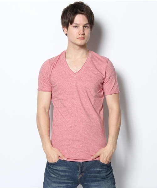 wjk（ダヴルジェイケイ）の「2P/V-NECK/SS（Tシャツ/カットソー・メンズ・オレンジ/ターコイズブルー/ライトアッシュグレー/ブラック/ピンク/グレー/ベージュ・LARGE/MEDIUM/SMALL）」の6枚目の写真