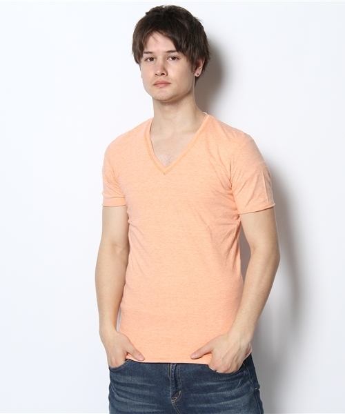 wjk（ダヴルジェイケイ）の「2P/V-NECK/SS（Tシャツ/カットソー・メンズ・オレンジ/ターコイズブルー/ライトアッシュグレー/ブラック/ピンク/グレー/ベージュ・LARGE/MEDIUM/SMALL）」の7枚目の写真