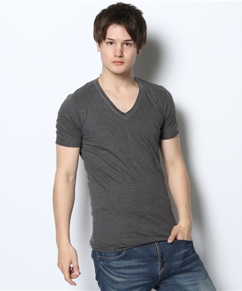 wjk（ダヴルジェイケイ）の「2P/V-NECK/SS（Tシャツ/カットソー・メンズ・オレンジ/ターコイズブルー/ライトアッシュグレー/ブラック/ピンク/グレー/ベージュ・LARGE/MEDIUM/SMALL）」の2枚目の写真