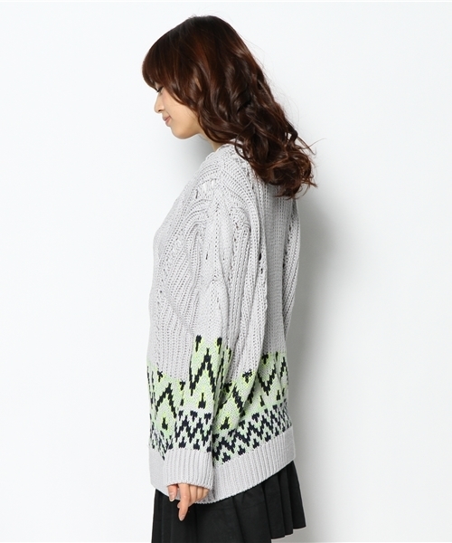 Another Edition（アナザーエディション）の「AE JQ CABLE COL CCGN（カーディガン/ボレロ・レディース・ピンク/イエロー・フリー）」の4枚目の写真