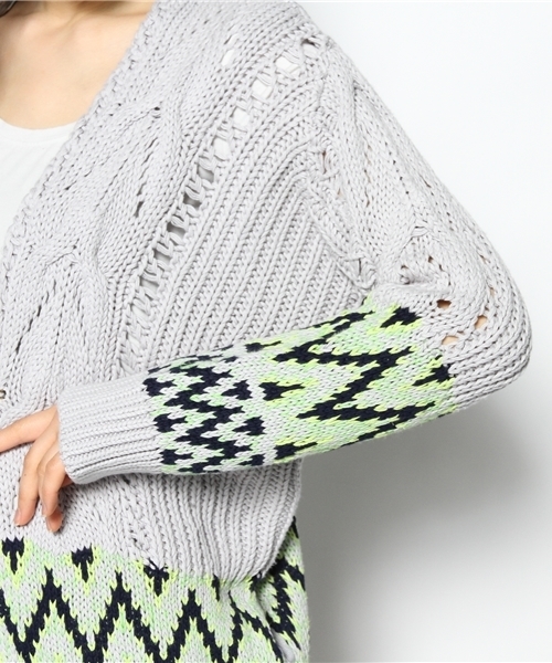 Another Edition（アナザーエディション）の「AE JQ CABLE COL CCGN（カーディガン/ボレロ・レディース・ピンク/イエロー・フリー）」の7枚目の写真