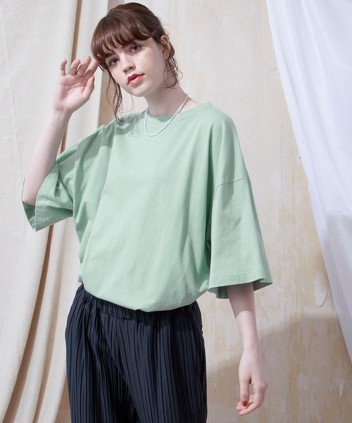EMMA CLOTHES(エマクローズ)の「スーパービッグシルエットカットソー 1/2 sleeveカットソー(Tシャツ/カットソー・メンズ・ホワイト/ブラック/カーキ/サンドベージュ/ライトパープル/イエロー/ネイビー/チャコール/ブラウン/ダークブラウン/グリーン系その他/グレー系その他・FREE)」の10枚目の写真