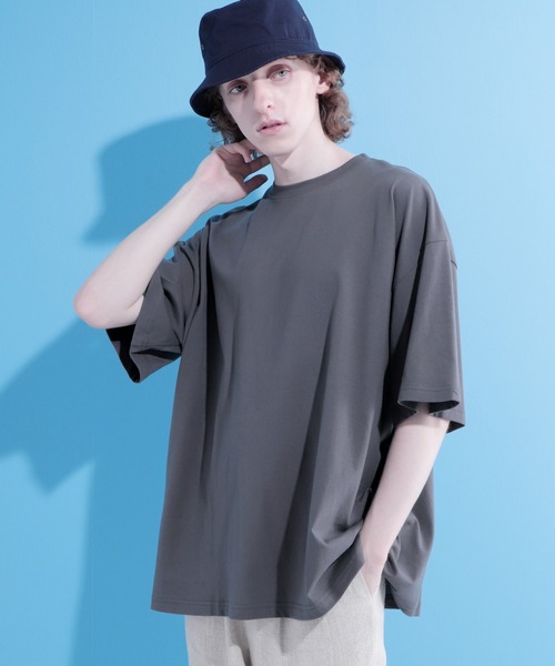 EMMA CLOTHES(エマクローズ)の「スーパービッグシルエットカットソー 1/2 sleeveカットソー(Tシャツ/カットソー・メンズ・ホワイト/ブラック/カーキ/サンドベージュ/ライトパープル/イエロー/ネイビー/チャコール/ブラウン/ダークブラウン/グリーン系その他/グレー系その他・FREE)」の6枚目の写真