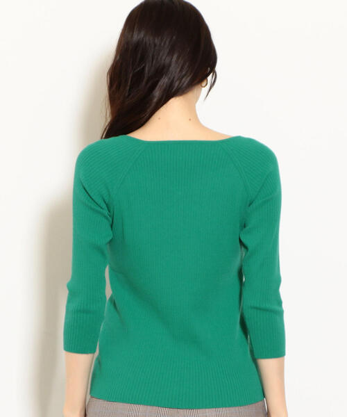 green label relaxing（グリーンレーベルリラクシング）の「[手洗い可能] KFC リブ ハートネック ニット ◆（ニット/セーター・レディース・ライトグレー/パープル/ネイビー/ピンク/ケリー・FREE）」の6枚目の写真