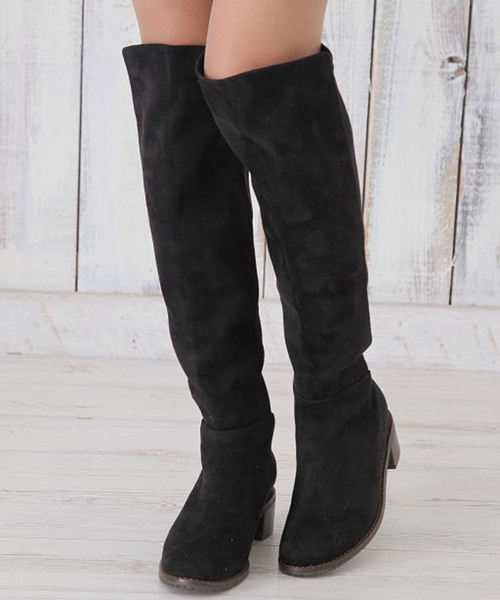 異素材コンビ美脚ストレッチロングブーツ ブーツ Noubel Voug Voug ブーツ シューズ Relax ヌーベルヴォーグリラックス のファッション