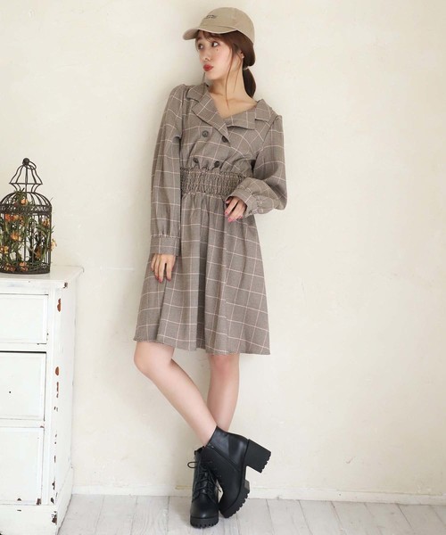 one after another NICE CLAUP(ワンアフターアナザーナイスクラップ)の「開襟レトロミニワンピース(ワンピース・レディース・ホワイト系その他/グレー系その他/ブラウン系その他/ベージュ系その他・FREE)」の14枚目の写真
