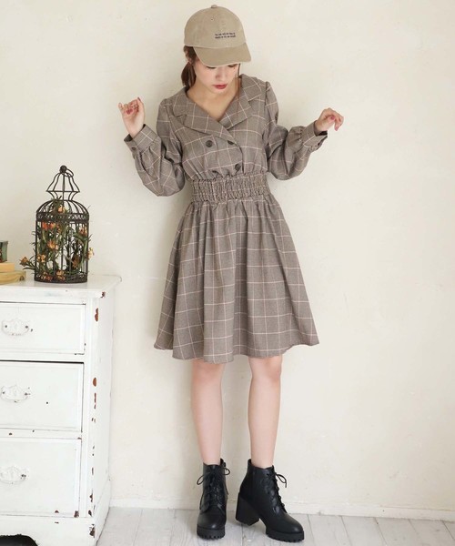 one after another NICE CLAUP(ワンアフターアナザーナイスクラップ)の「開襟レトロミニワンピース(ワンピース・レディース・ホワイト系その他/グレー系その他/ブラウン系その他/ベージュ系その他・FREE)」の15枚目の写真