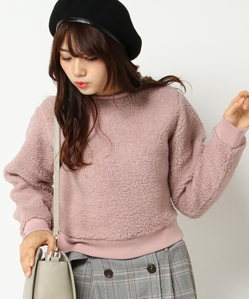 VENCEEXCHANGE（ヴァンスエクスチェンジ）の「ボアトップス（スウェット・レディース・ブラック/オフホワイト/ピンクベージュ・M）」の3枚目の写真