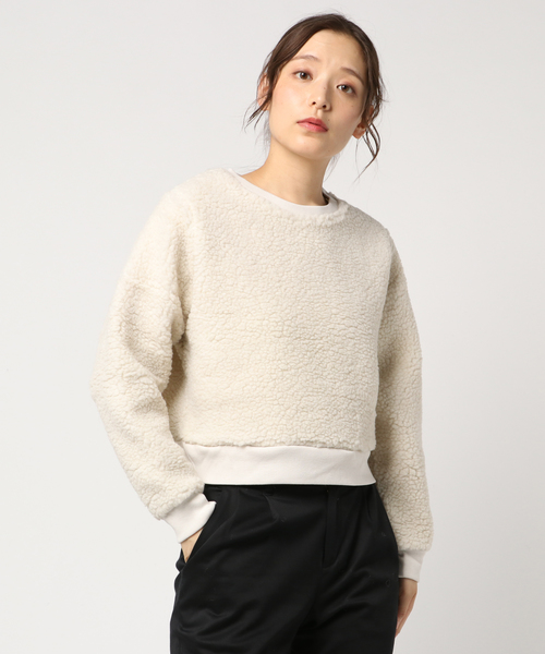 VENCEEXCHANGE（ヴァンスエクスチェンジ）の「ボアトップス（スウェット・レディース・ブラック/オフホワイト/ピンクベージュ・M）」の7枚目の写真