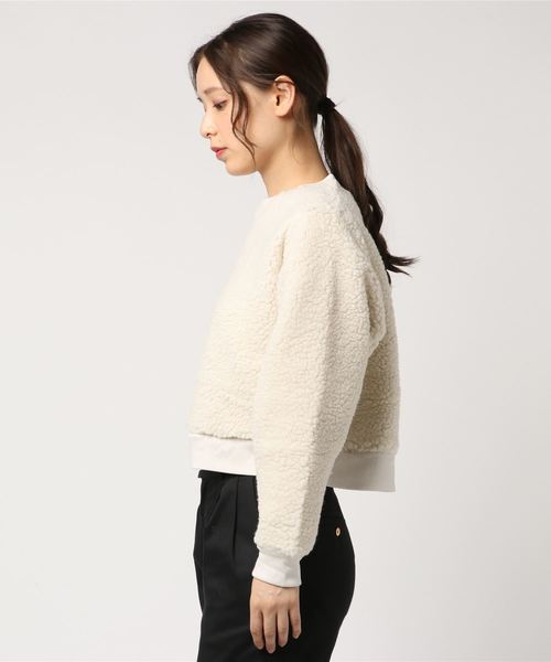 VENCEEXCHANGE（ヴァンスエクスチェンジ）の「ボアトップス（スウェット・レディース・ブラック/オフホワイト/ピンクベージュ・M）」の4枚目の写真