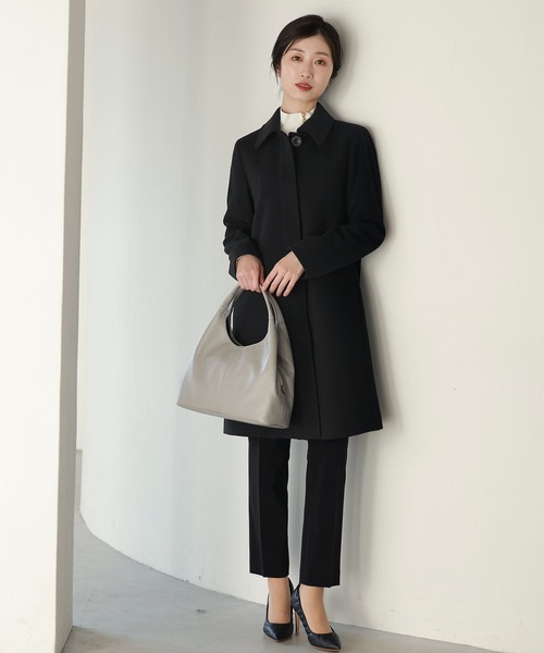 【新品】フォーマル対応 カシミア混 ステンカラーコート９号（WECONNERS） フィローモ Filomo カシミヤ混ウールステンカラーコート （ネイビー