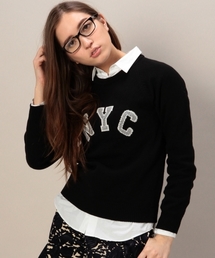 BEAUTY&YOUTH UNITED ARROWS | BYBC NYC 8G クルーネックニットプルオーバー/ブラック・グレー・ワインレッド ◆(ニット/セーター)