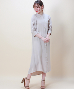 CLASSY.コラボ/洗える】ウールストレッチツイル ピンタック ワンピース