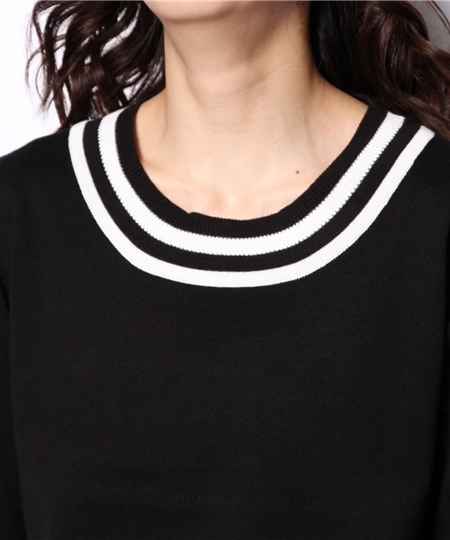 NANO universe（ナノユニバース）の「配色クルーKnit（ニット/セーター・レディース・オフホワイト/ブラック・FREE）」の9枚目の写真