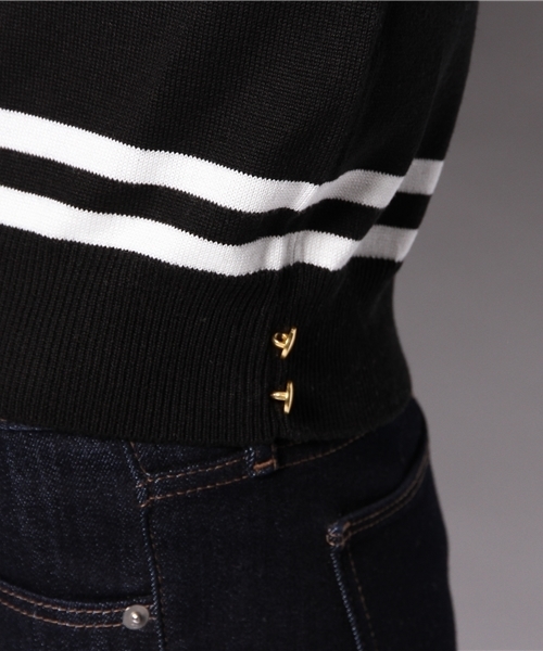 NANO universe（ナノユニバース）の「配色クルーKnit（ニット/セーター・レディース・オフホワイト/ブラック・FREE）」の4枚目の写真