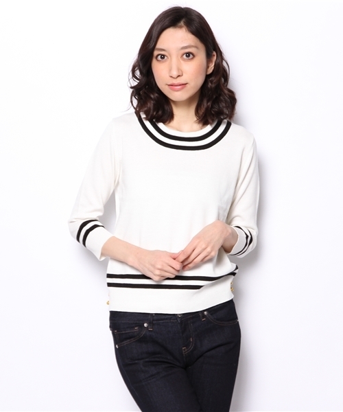 NANO universe（ナノユニバース）の「配色クルーKnit（ニット/セーター・レディース・オフホワイト/ブラック・FREE）」の12枚目の写真