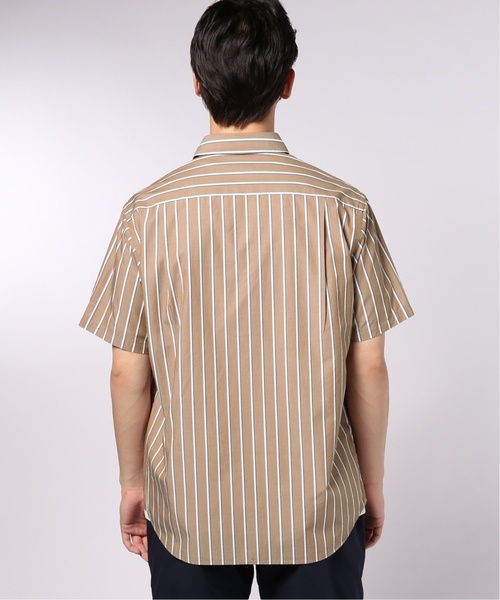 EDIFICE（エディフィス）の「ストライプ ワイドレギュラー ショートスリーブ シャツ（シャツ/ブラウス・メンズ・ベージュ/ホワイト・FREE/SMALL/MEDIUM/LARGE）」の4枚目の写真
