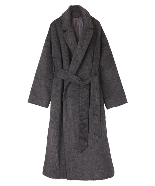 UR'S(ユアーズ)の「スリットシャギーロングコート(チェスターコート・レディース・ブラック/ベージュ/アイボリー/チャコール・S/M/L)」の3枚目の写真