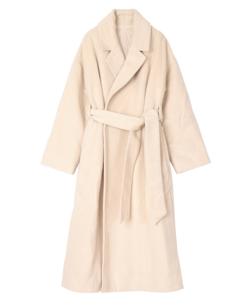 UR'S(ユアーズ)の「スリットシャギーロングコート(チェスターコート・レディース・ブラック/ベージュ/アイボリー/チャコール・S/M/L)」の10枚目の写真