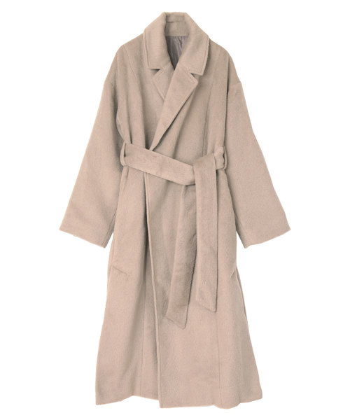 UR'S(ユアーズ)の「スリットシャギーロングコート(チェスターコート・レディース・ブラック/ベージュ/アイボリー/チャコール・S/M/L)」の8枚目の写真