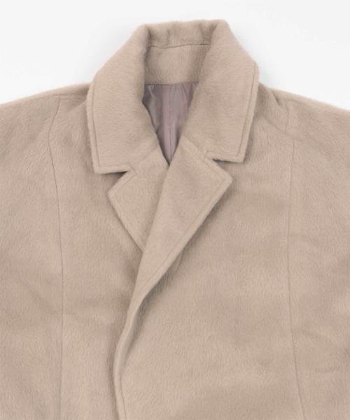 UR'S(ユアーズ)の「スリットシャギーロングコート(チェスターコート・レディース・ブラック/ベージュ/アイボリー/チャコール・S/M/L)」の5枚目の写真