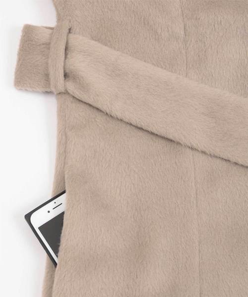 UR'S(ユアーズ)の「スリットシャギーロングコート(チェスターコート・レディース・ブラック/ベージュ/アイボリー/チャコール・S/M/L)」の6枚目の写真