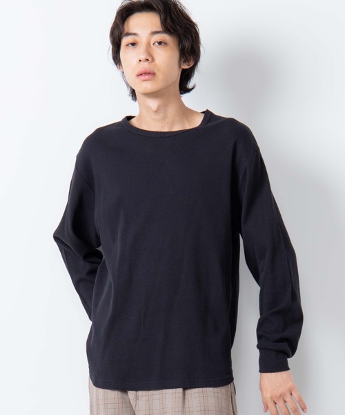 WEGO（ウィゴー）の「WEGO/ラウンドワッフルカットソー（Tシャツ/カットソー・メンズ・ホワイト/ブラック/杢グレー・SMALL/MEDIUM/LARGE）」の3枚目の写真