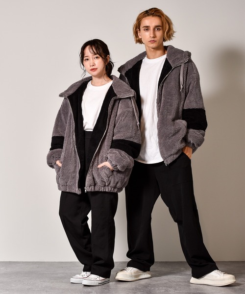 Starting Over(スターティングオーバー)の「スーパービッグシルエット もこもこボアフードブルゾン(ブルゾン・メンズ・オフホワイト/ブラック/ベージュ/チャコール・M/L/XL)」の12枚目の写真