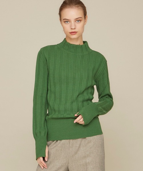 STUDIOUS（ステュディオス）の「【STUDIOUS】マルチリブボトルネックニットトップス（ニット/セーター・レディース・ブラック/ベージュ/グリーン・FREE）」の3枚目の写真