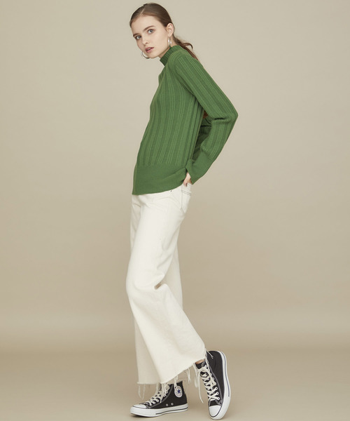 STUDIOUS（ステュディオス）の「【STUDIOUS】マルチリブボトルネックニットトップス（ニット/セーター・レディース・ブラック/ベージュ/グリーン・FREE）」の5枚目の写真