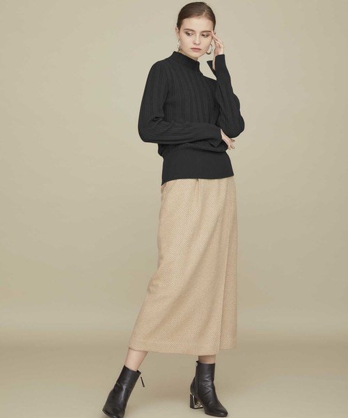 STUDIOUS（ステュディオス）の「【STUDIOUS】マルチリブボトルネックニットトップス（ニット/セーター・レディース・ブラック/ベージュ/グリーン・FREE）」の11枚目の写真