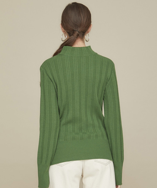 STUDIOUS（ステュディオス）の「【STUDIOUS】マルチリブボトルネックニットトップス（ニット/セーター・レディース・ブラック/ベージュ/グリーン・FREE）」の8枚目の写真