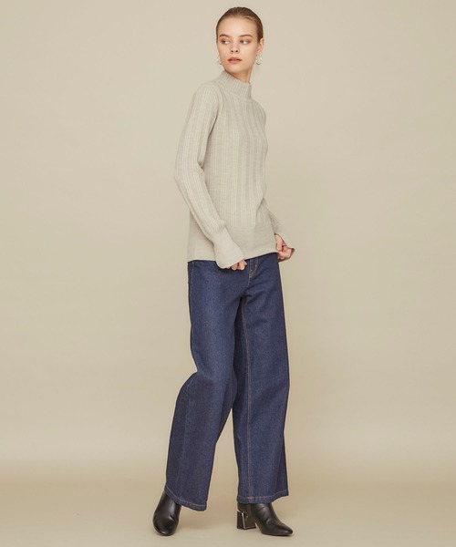 STUDIOUS（ステュディオス）の「【STUDIOUS】マルチリブボトルネックニットトップス（ニット/セーター・レディース・ブラック/ベージュ/グリーン・FREE）」の20枚目の写真