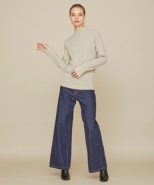 STUDIOUS（ステュディオス）の「【STUDIOUS】マルチリブボトルネックニットトップス（ニット/セーター・レディース・ブラック/ベージュ/グリーン・FREE）」の21枚目の写真