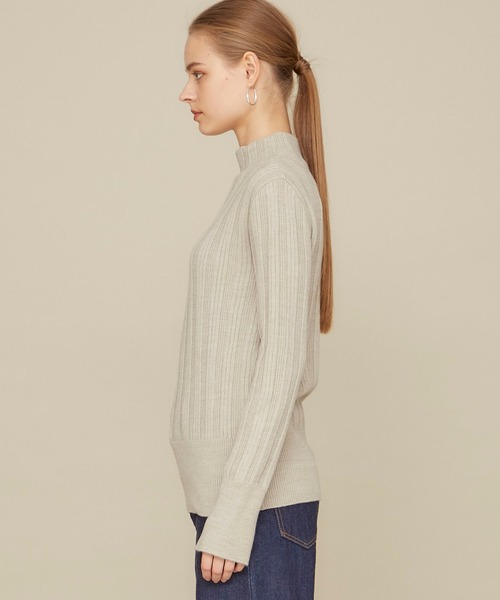 STUDIOUS（ステュディオス）の「【STUDIOUS】マルチリブボトルネックニットトップス（ニット/セーター・レディース・ブラック/ベージュ/グリーン・FREE）」の15枚目の写真