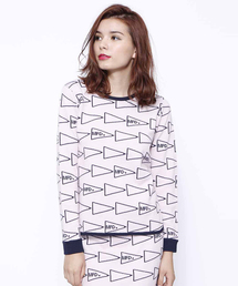 MILKFED. | FLAG JQ L/S KNIT TOP　（ニットトップ/長袖/総柄/フラッグ）(ニット/セーター)