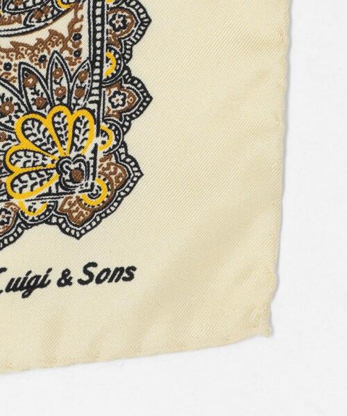 green label relaxing（グリーンレーベルリラクシング）の「ルイージ アンド サンズ Luigi & Sons SETA ペイズリー ポケットチーフ（ポケットチーフ・メンズ・クリーム/ブラック・FREE）」の3枚目の写真