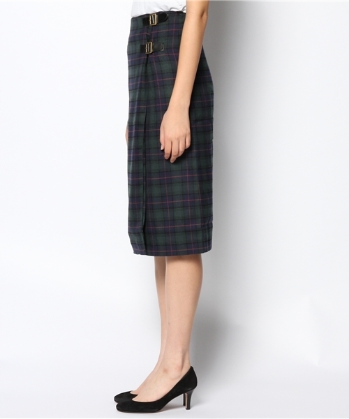 WEGO（ウィゴー）の「WEGO/チェックラップミモレスカート（スカート・レディース・グレー/グリーン/レッド・FREE）」の4枚目の写真