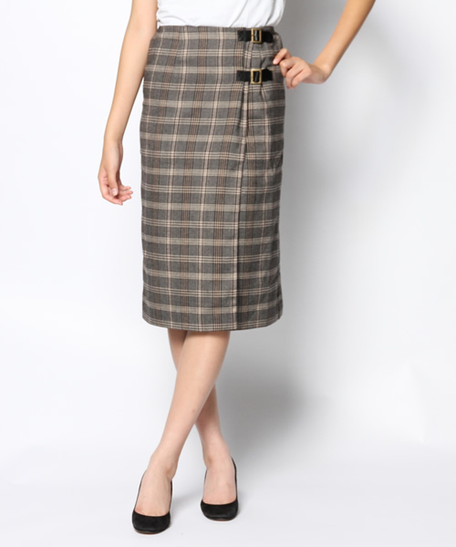 WEGO（ウィゴー）の「WEGO/チェックラップミモレスカート（スカート・レディース・グレー/グリーン/レッド・FREE）」の14枚目の写真
