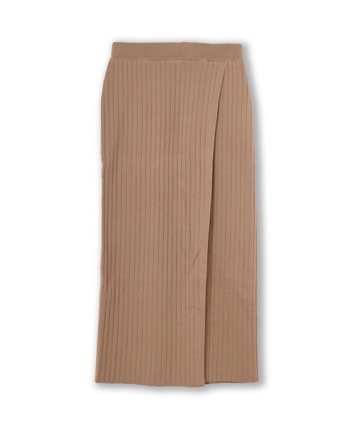 NINE（ナイン）の「ﾘﾌﾞﾆｯﾄﾀｲﾄｽｶｰﾄ（スカート・レディース・ライトグレー/ラベンダー/モカ・FREE）」の2枚目の写真