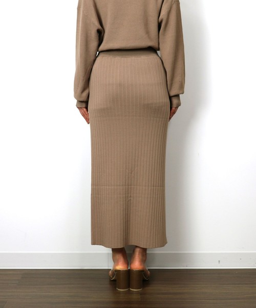 NINE（ナイン）の「ﾘﾌﾞﾆｯﾄﾀｲﾄｽｶｰﾄ（スカート・レディース・ライトグレー/ラベンダー/モカ・FREE）」の6枚目の写真