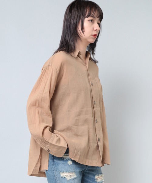 RNA(アールエヌエー)の「B2559 ワイドスリーブシアーシャツ(シャツ/ブラウス・レディース・ブラック/ナチュラル/ベージュ・MEDIUM)」の12枚目の写真