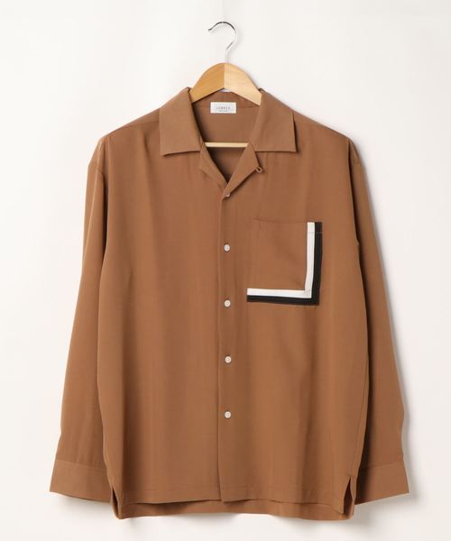 JUNRED（ジュンレッド）の「デザインポケットオープンカラーシャツ（シャツ/ブラウス・メンズ・ブラック/ベージュ/ホワイト・L/M）」の3枚目の写真