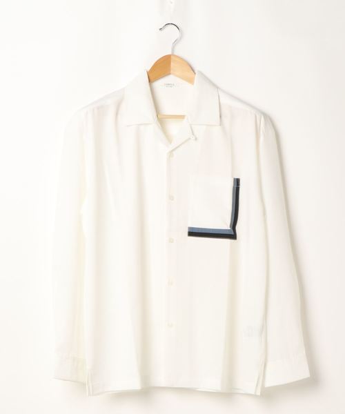 JUNRED（ジュンレッド）の「デザインポケットオープンカラーシャツ（シャツ/ブラウス・メンズ・ブラック/ベージュ/ホワイト・L/M）」の2枚目の写真