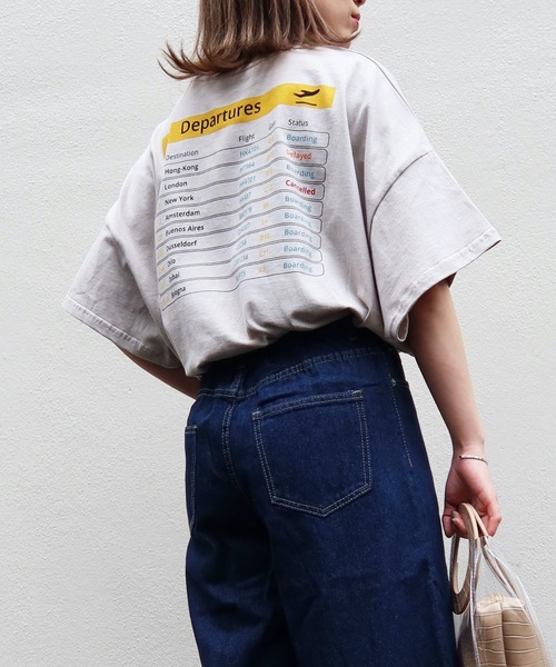 Riberry（リベリー）の「DeparturesバックプリントTシャツ（Tシャツ/カットソー・レディース・ベージュ/オフホワイト/ブルー/ライトグリーン/スミクロ・FREE）」の8枚目の写真