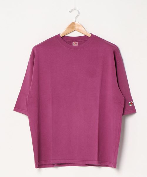 FRUIT OF THE LOOM(フルーツオブザルーム)の「BIG 製品染め 5分袖 Tシャツ / クロップド / ワイド / 半袖 / カットソー / シンプル / カジュアル / 無地 / ユニセックス(Tシャツ/カットソー・レディース・パープル/グリーン/ミント/イエロー/レッド・M/XL/S/L)」の4枚目の写真