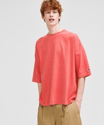 BIG 製品染め 5分袖 Tシャツ / クロップド / ワイド / 半袖 / カットソー / シンプル / カジュアル / 無地 / ユニセックス