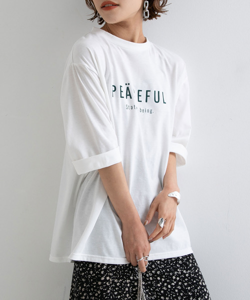 Newlyme（ニューリーミー）の「ロゴプリントロンＴ【R】（Tシャツ/カットソー・レディース・グリーン/ブラック・M-L）」の6枚目の写真